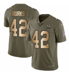 Youth Nike Green Bay Packers #42 Oren Burks Limited Olive/Gold 2017 Salute to Service NFL Jersey