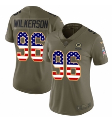 Women's Nike Green Bay Packers #96 Muhammad Wilkerson Limited Olive/USA Flag 2017 Salute to Service NFL Jersey