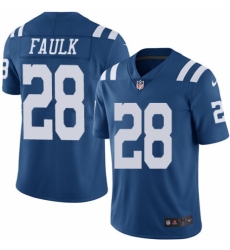 Men's Nike Indianapolis Colts #28 Marshall Faulk Limited Royal Blue Rush Vapor Untouchable NFL Jersey