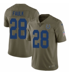 Youth Nike Indianapolis Colts #28 Marshall Faulk Limited Olive 2017 Salute to Service NFL Jersey