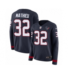 Women's Nike Houston Texans #32 Tyrann Mathieu Limited Navy Blue Therma Long Sleeve NFL Jersey