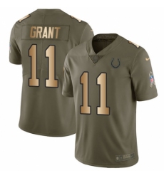 Men's Nike Indianapolis Colts #11 Ryan Grant Limited Olive/Gold 2017 Salute to Service NFL Jersey
