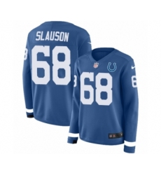 Women's Nike Indianapolis Colts #68 Matt Slauson Limited Blue Therma Long Sleeve NFL Jersey