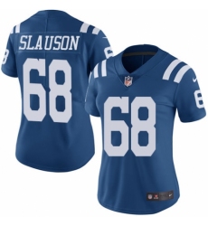 Women's Nike Indianapolis Colts #68 Matt Slauson Limited Royal Blue Rush Vapor Untouchable NFL Jersey