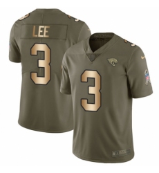 Men's Nike Jacksonville Jaguars #3 Tanner Lee Limited Olive/Gold 2017 Salute to Service NFL Jersey