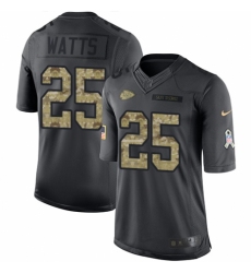 Men's Nike Kansas City Chiefs #25 Armani Watts Limited Black 2016 Salute to Service NFL Jersey