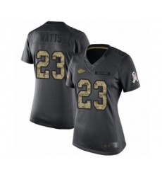 Women's Kansas City Chiefs #23 Armani Watts Limited Black 2016 Salute to Service Football Jersey