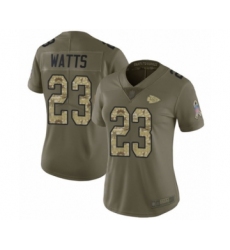 Women's Kansas City Chiefs #23 Armani Watts Limited Olive Camo 2017 Salute to Service Football Jersey