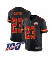 Youth Kansas City Chiefs #23 Armani Watts Limited Black Rush Vapor Untouchable 100th Season Football Jersey