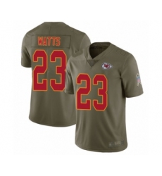 Youth Kansas City Chiefs #23 Armani Watts Limited Olive 2017 Salute to Service Football Jersey