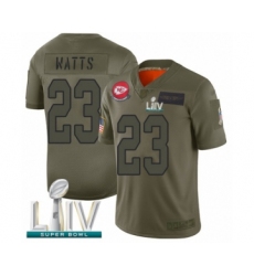 Youth Kansas City Chiefs #23 Armani Watts Limited Olive 2019 Salute to Service Super Bowl LIV Bound Football Jersey