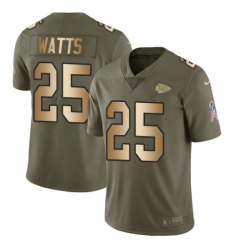 Youth Nike Kansas City Chiefs #25 Armani Watts Limited Olive/Gold 2017 Salute to Service NFL Jersey