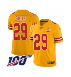 Men's Kansas City Chiefs #29 Kendall Fuller Limited Gold Inverted Legend 100th Season Football Jersey