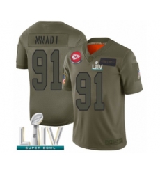 Men's Kansas City Chiefs #91 Derrick Nnadi Limited Olive 2019 Salute to Service Super Bowl LIV Bound Football Jersey