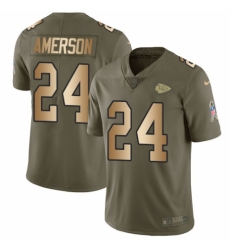 Men's Nike Kansas City Chiefs #24 David Amerson Limited Olive/Gold 2017 Salute to Service NFL Jersey