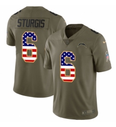 Youth Nike Los Angeles Chargers #6 Caleb Sturgis Limited Olive/USA Flag 2017 Salute to Service NFL Jersey