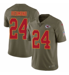 Youth Nike Kansas City Chiefs #24 Will Redmond Limited Olive 2017 Salute to Service NFL Jersey