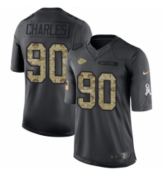 Men's Nike Kansas City Chiefs #90 Stefan Charles Limited Black 2016 Salute to Service NFL Jersey