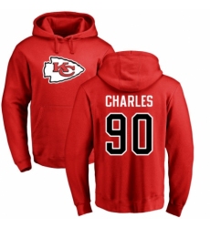 NFL Nike Kansas City Chiefs #90 Stefan Charles Red Name & Number Logo Pullover Hoodie