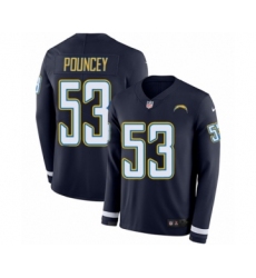 Men's Nike Los Angeles Chargers #53 Mike Pouncey Limited Navy Blue Therma Long Sleeve NFL Jersey
