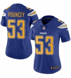 Women's Nike Los Angeles Chargers #53 Mike Pouncey Limited Electric Blue Rush Vapor Untouchable NFL Jersey