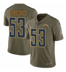 Youth Nike Los Angeles Chargers #53 Mike Pouncey Limited Olive 2017 Salute to Service NFL Jersey