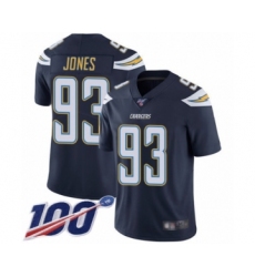 Men's Los Angeles Chargers #93 Justin Jones Navy Blue Team Color Vapor Untouchable Limited Player 100th Season Football Jersey