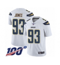 Men's Los Angeles Chargers #93 Justin Jones White Vapor Untouchable Limited Player 100th Season Football Jersey