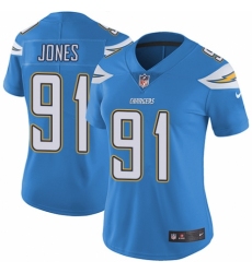 Women's Nike Los Angeles Chargers #91 Justin Jones Electric Blue Alternate Vapor Untouchable Elite Player NFL Jersey