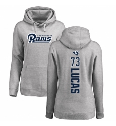 NFL Women's Nike Los Angeles Rams #73 Cornelius Lucas Ash Backer Pullover Hoodie