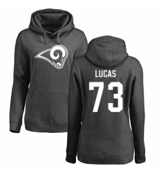 NFL Women's Nike Los Angeles Rams #73 Cornelius Lucas Ash One Color Pullover Hoodie