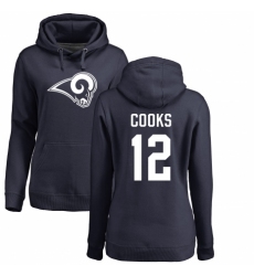 NFL Women's Nike Los Angeles Rams #12 Brandin Cooks Navy Blue Name & Number Logo Pullover Hoodie