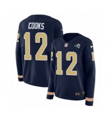 Women's Nike Los Angeles Rams #12 Brandin Cooks Limited Navy Blue Therma Long Sleeve NFL Jersey
