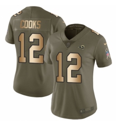 Women's Nike Los Angeles Rams #12 Brandin Cooks Limited Olive/Gold 2017 Salute to Service NFL Jersey