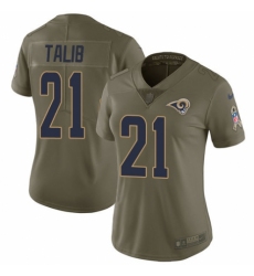 Women's Nike Los Angeles Rams #21 Aqib Talib Limited Olive 2017 Salute to Service NFL Jersey