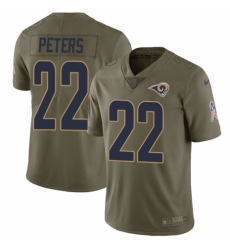 Men's Nike Los Angeles Rams #22 Marcus Peters Limited Olive 2017 Salute to Service NFL Jersey