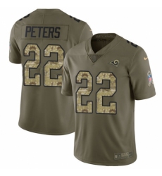 Men's Nike Los Angeles Rams #22 Marcus Peters Limited Olive/Camo 2017 Salute to Service NFL Jersey
