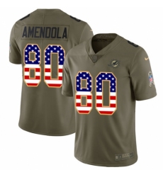 Youth Nike Miami Dolphins #80 Danny Amendola Limited Olive/USA Flag 2017 Salute to Service NFL Jersey