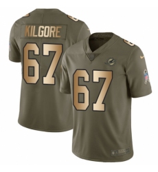 Youth Nike Miami Dolphins #67 Daniel Kilgore Limited Olive/Gold 2017 Salute to Service NFL Jersey