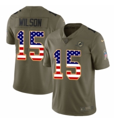 Youth Nike Miami Dolphins #15 Albert Wilson Limited Olive/USA Flag 2017 Salute to Service NFL Jersey