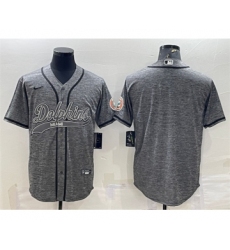 Men's Miami Dolphins Blank Gray With Patch Cool Base Stitched Baseball Jersey