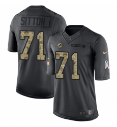 Men's Nike Miami Dolphins #71 Josh Sitton Limited Black 2016 Salute to Service NFL Jersey