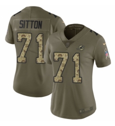 Women's Nike Miami Dolphins #71 Josh Sitton Limited Olive/Camo 2017 Salute to Service NFL Jersey