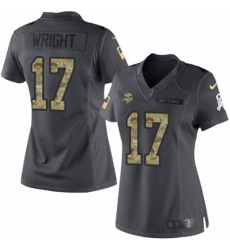 Women's Nike Minnesota Vikings #17 Kendall Wright Limited Black 2016 Salute to Service NFL Jersey