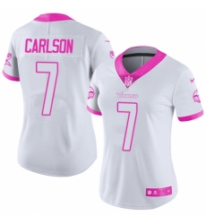 Women's Nike Minnesota Vikings #7 Daniel Carlson Limited White/Pink Rush Fashion NFL Jersey