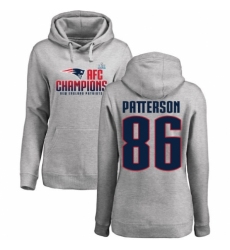 Women's Nike New England Patriots #86 Cordarrelle Patterson Heather Gray 2017 AFC Champions Pullover Hoodie