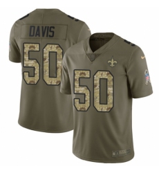 Men's Nike New Orleans Saints #50 DeMario Davis Limited Olive/Camo 2017 Salute to Service NFL Jersey