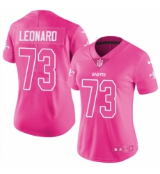 Women's Nike New Orleans Saints #73 Rick Leonard Limited Pink Rush Fashion NFL Jersey