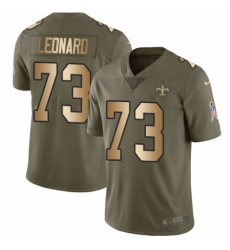 Youth Nike New Orleans Saints #73 Rick Leonard Limited Olive/Gold 2017 Salute to Service NFL Jersey