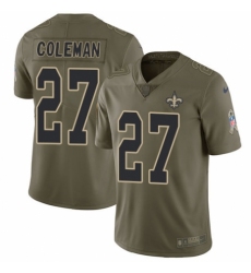 Youth Nike New Orleans Saints #27 Kurt Coleman Limited Olive 2017 Salute to Service NFL Jersey